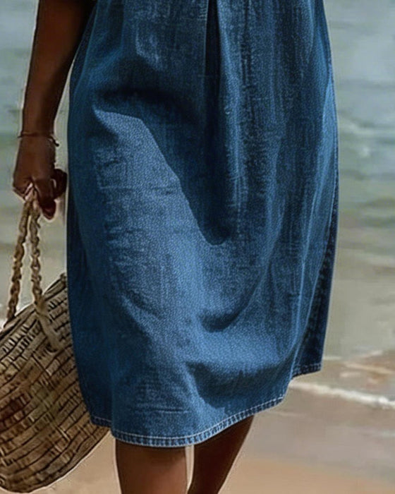 Kleid Lotos Blatt Ärmel Jeans