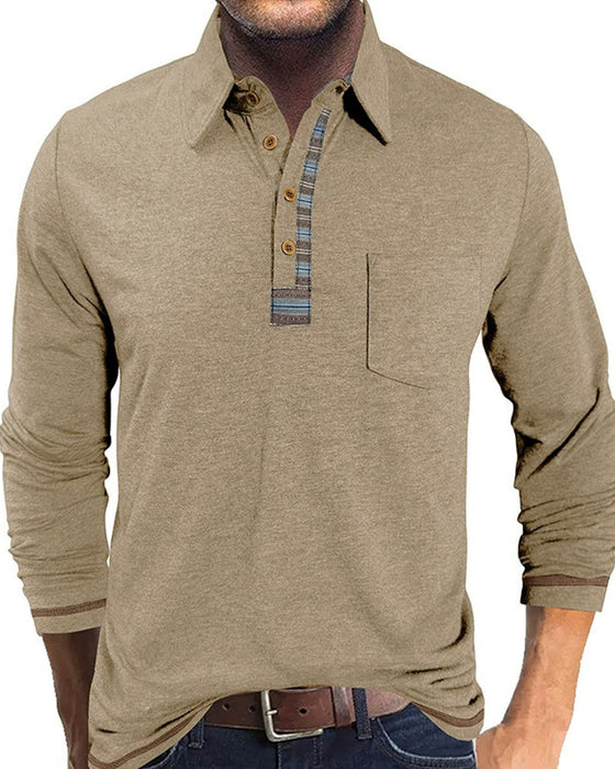 Bluse Herren Knopf Revers Polo