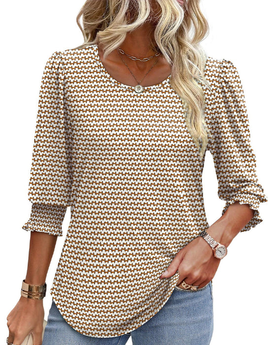Bluse Puffärmel Bedruckt