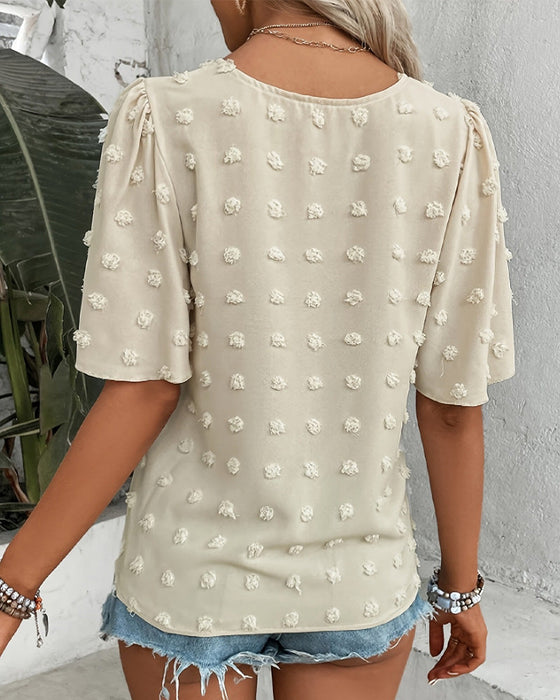 Bluse Zusammengefügt Jacquard Rüschenärmel
