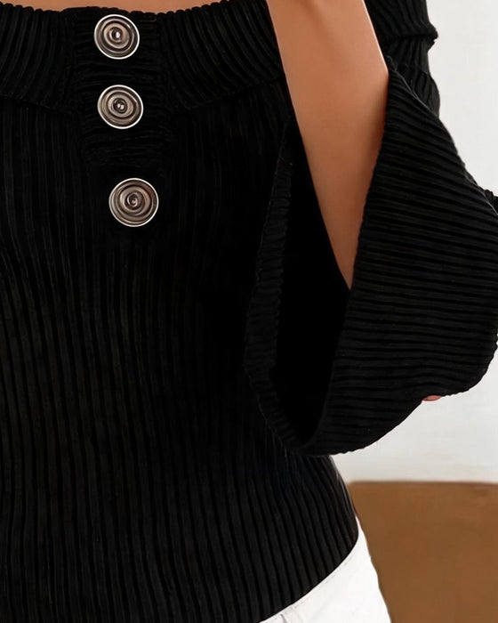 Oberteil Off-Shoulder Knopf Lässig