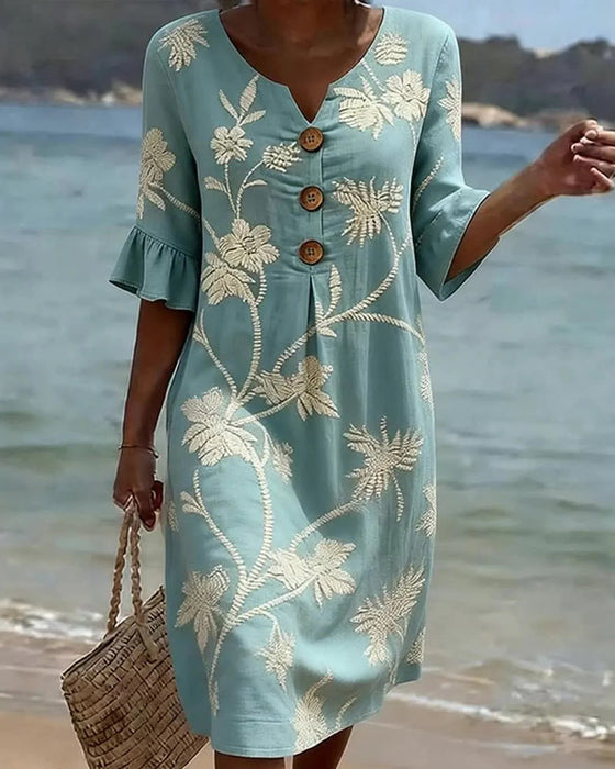 Kleid Petite V-Ausschnitt Rüsche 3/4-Arm