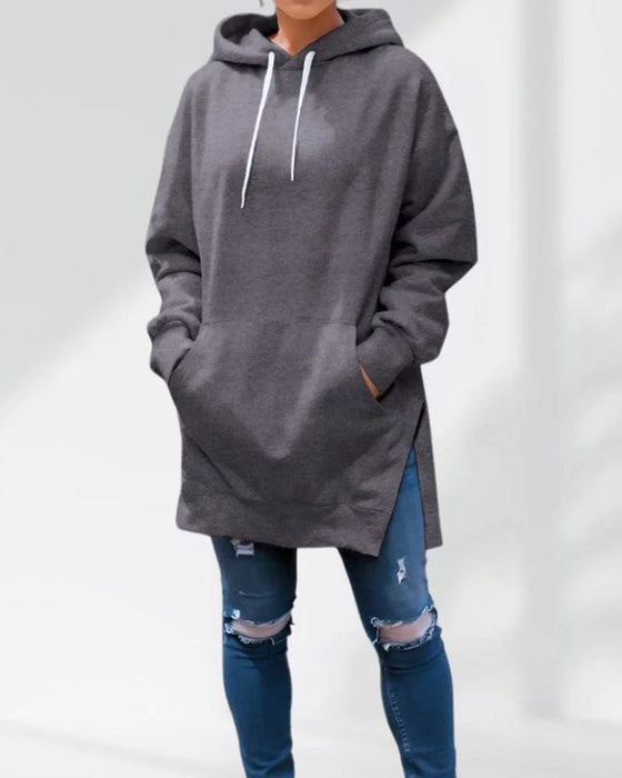 Hoodie Einfarbig Loose Fit Kordelzug
