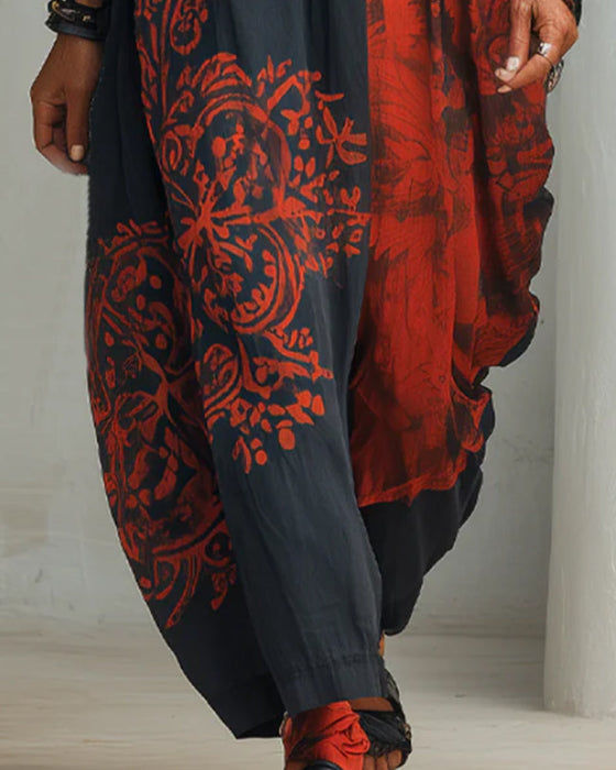 Kleid Revers Druck Locker Hemd