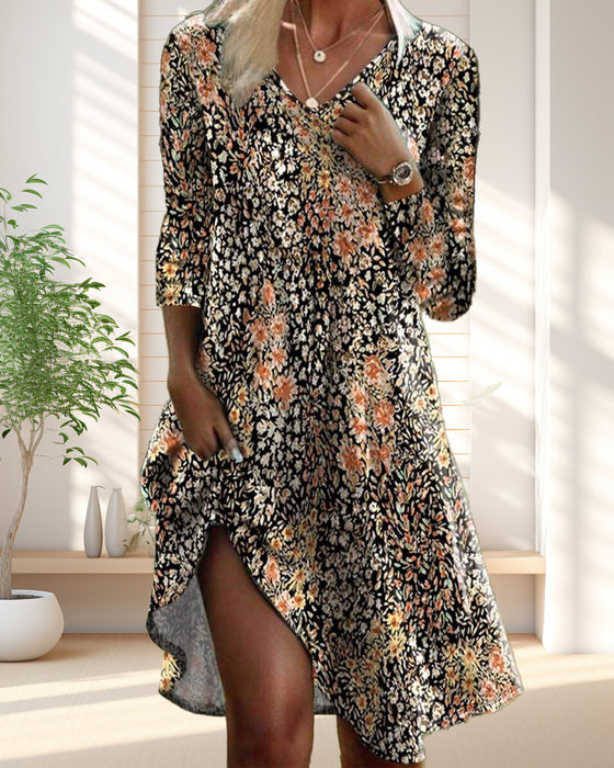 Kleid Langärmelig Floral Elegant