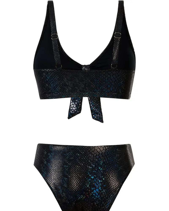 Bikini Schlangenprint Brustbinde Hohe Taille Dreieck