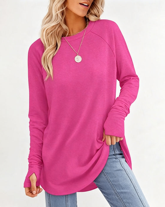 Oberteil Locker Rundhals Raglan Langarm