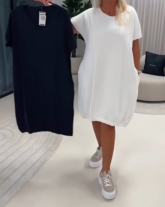 Kleid Kurzarm Rundhals Loose-Fit