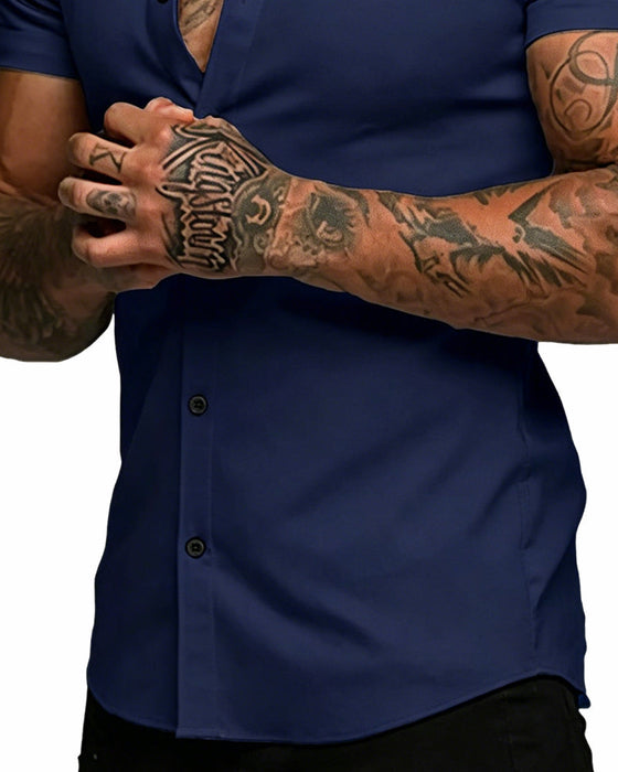 Hemd Hoch Stretch Revers Kurzarm Herren