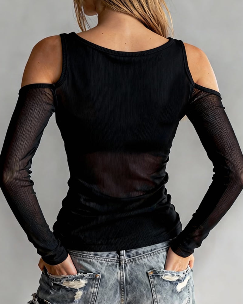 Bluse Gekreuzt V-Ausschnitt Off-Shoulder