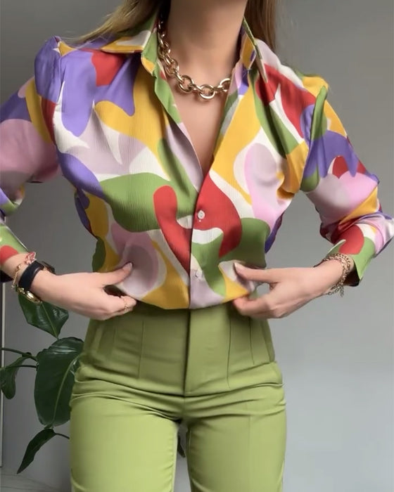 Buntes Revers bedrucktes Urlaubsshirt