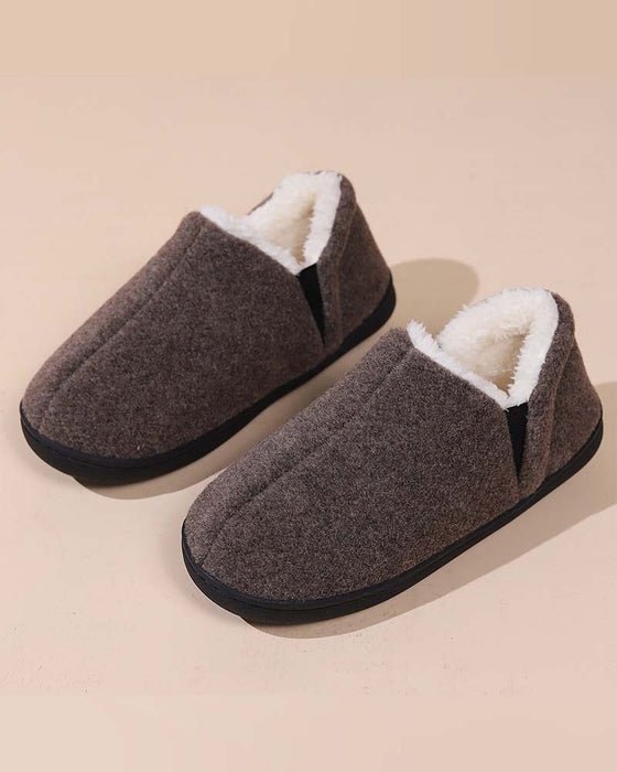 Plüschige, einfarbige All-Inclusive-Flachschuhe
