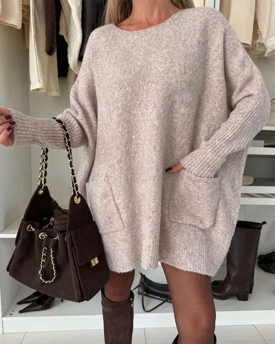 Pullover Rundhals Pullover Tasche Locker