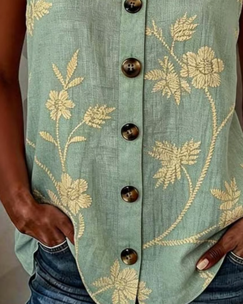 Tank Top Blumen Camisole Metall Ring