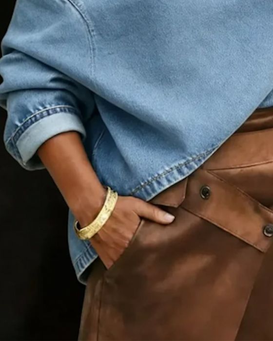 Oberteil Off-Shoulder Locker Denim Langarm