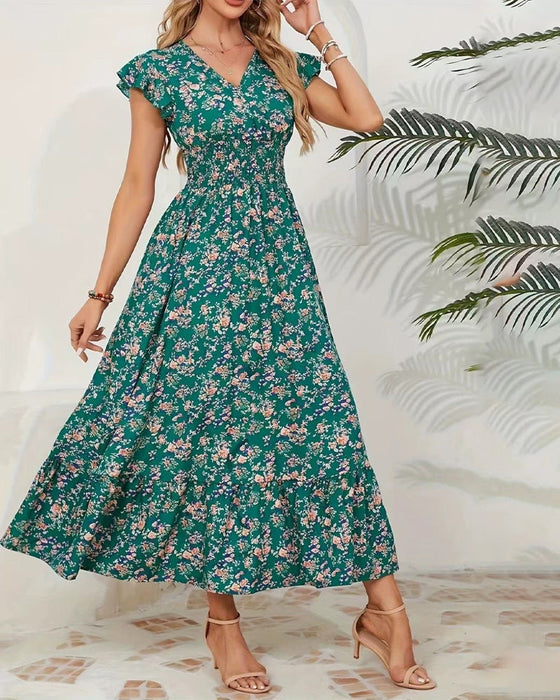 Kleid Blumen Taille Bindung
