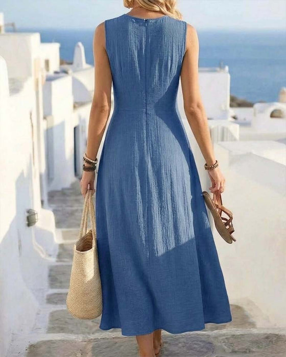 Kleid Überschneidung Taille Ärmellos