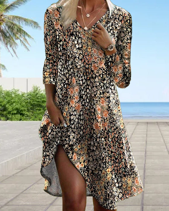 Kleid Langärmelig Floral Elegant