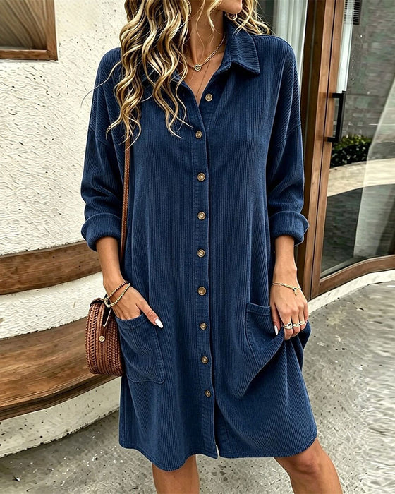 Kleid Stilvoll Hemd Stil Kurz