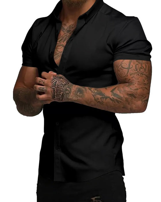 Hemd Hoch Stretch Revers Kurzarm Herren