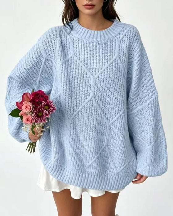 Pullover Einfarbig Langarm