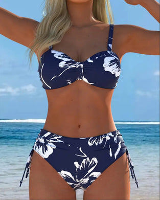 Zweiteiliger Halter-Bikini Mit Aufdruck