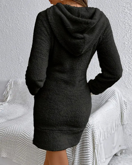 Kapuzen Kleid mit Brushed-Optik und Slim Fit