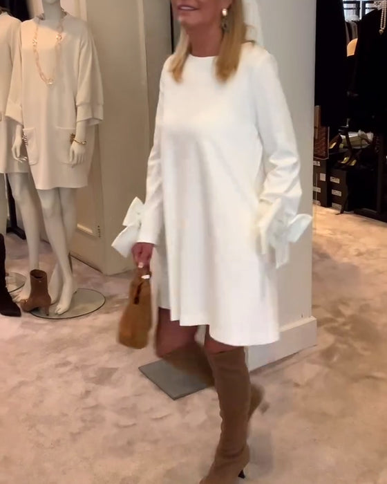 Kleid Modisch Rundhals Schleifenärmel