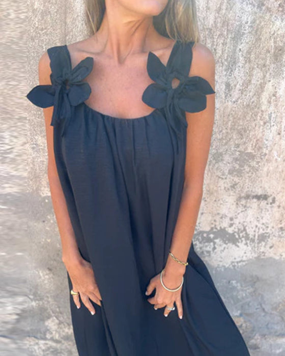 Kleid Ärmellos Einfarbig Modisch Lang
