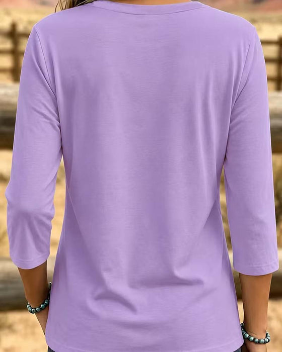 Oberteil Crew Neck Patchwork Asymmetrischer Saum