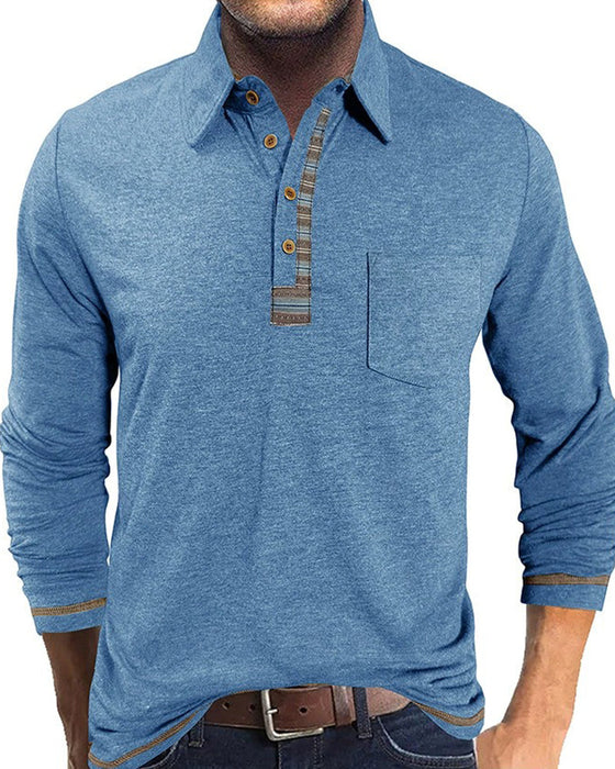 Bluse Herren Knopf Revers Polo