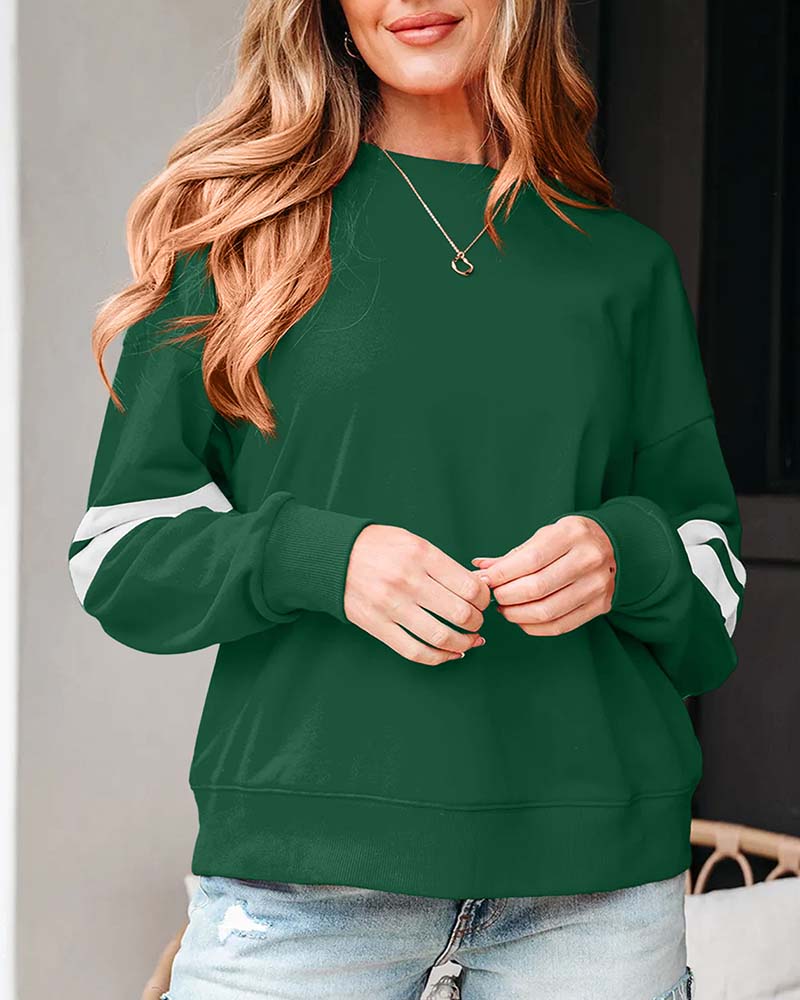 Color-Block Langarm Rundhals-Sweatshirt