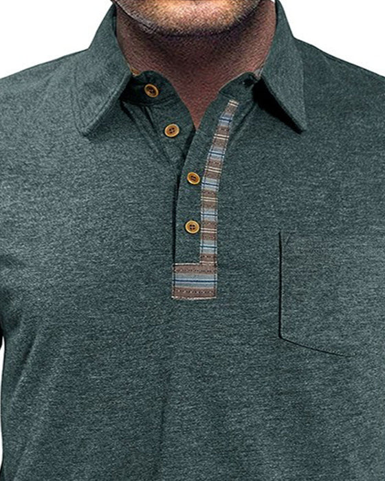 Bluse Herren Knopf Revers Polo