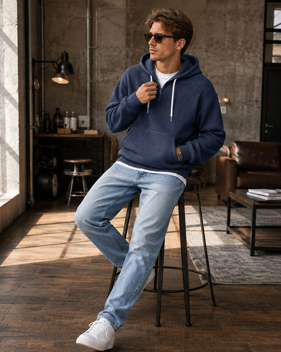 Hoodie Herren Einfarbig Reißverschluss Pullover