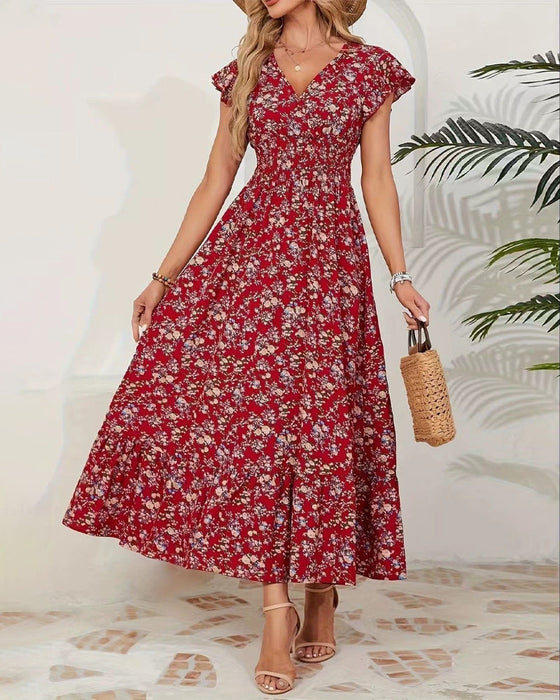 Kleid Blumen Taille Bindung
