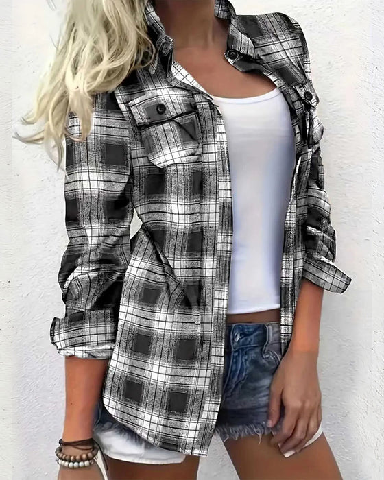Bluse Casual Kariert Hemd