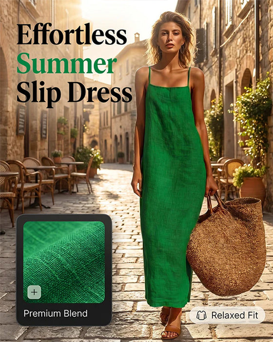 Kleid Einfarbig Spaghettiträger Maxi