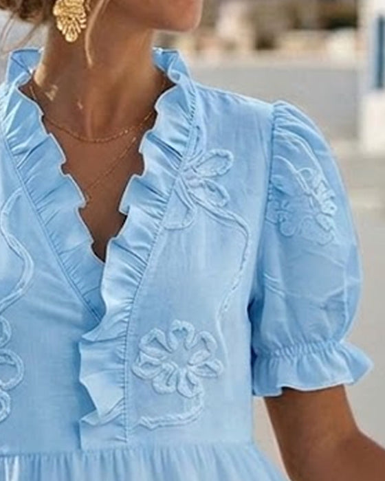 Kleid Puff Kurzarm Blumig