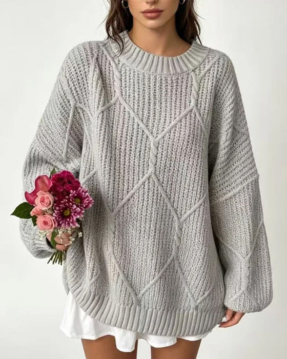 Pullover Einfarbig Langarm