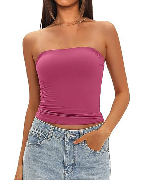 Tank Top Trägerlos Kurz Enganliegend