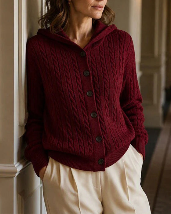 Cardigan Mit Kapuze Offen Vorne Gestrickt