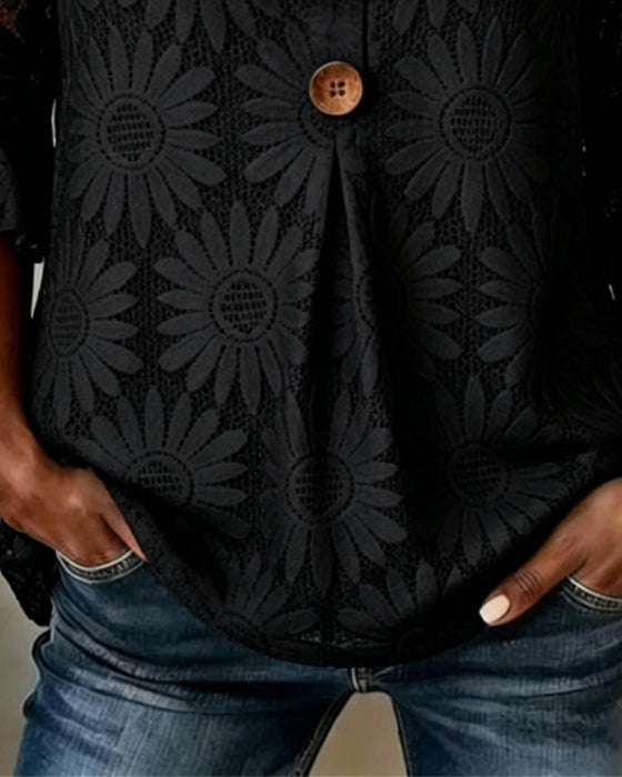 Rüschenbluse Mit Margeritenprint Und Rüschenärmeln