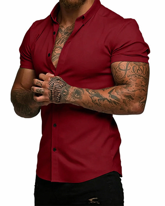 Hemd Hoch Stretch Revers Kurzarm Herren