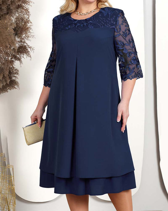 Kleid lässig locker bestickter Chiffon