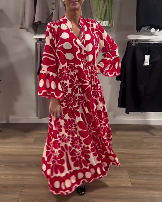 Kleid V-Ausschnitt locker plus Größe Blumendruck