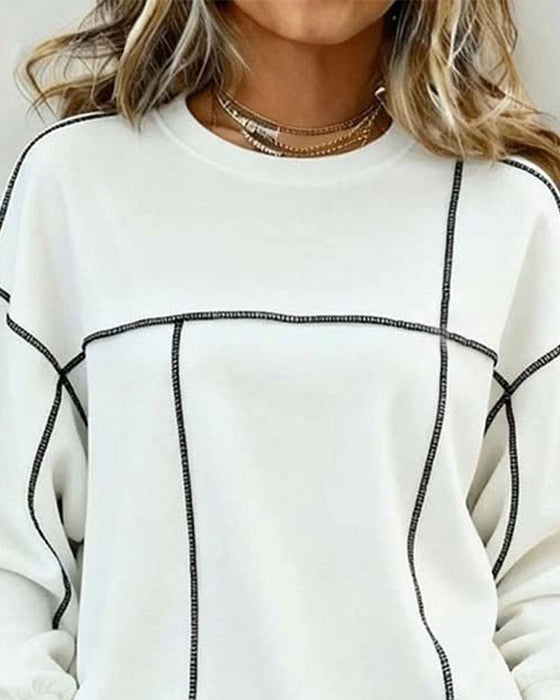 Sweatshirt Rundhals Oversized Farbblock