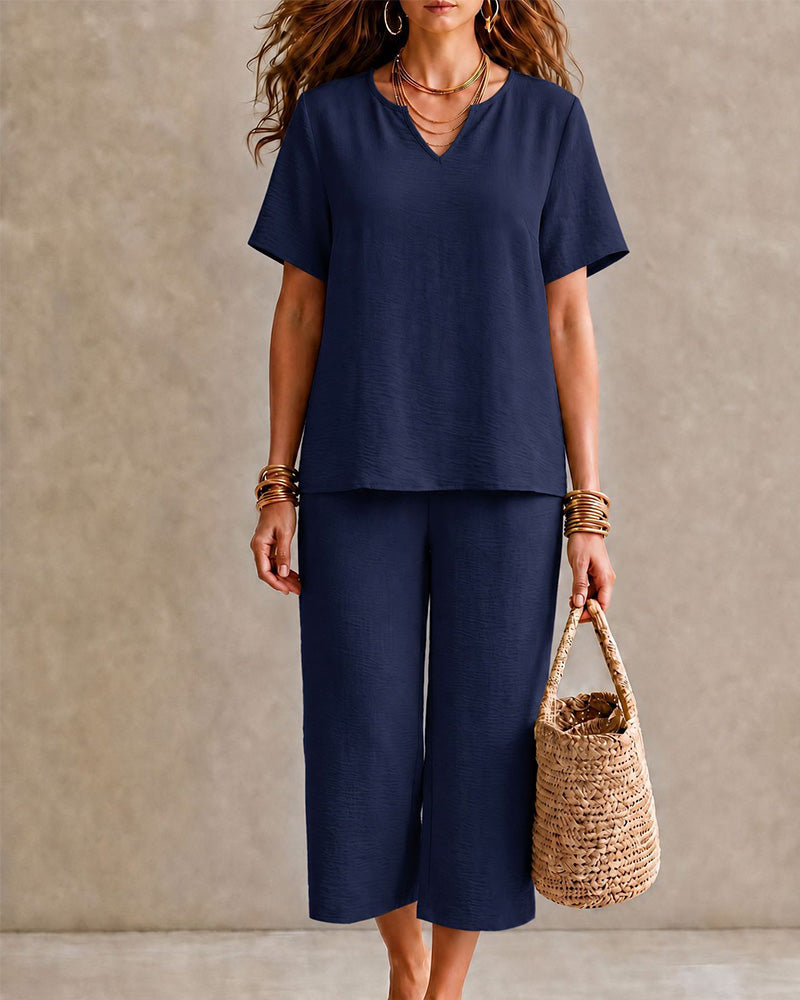 Set Kurzarm Oberteil Und Gekürzte Hose