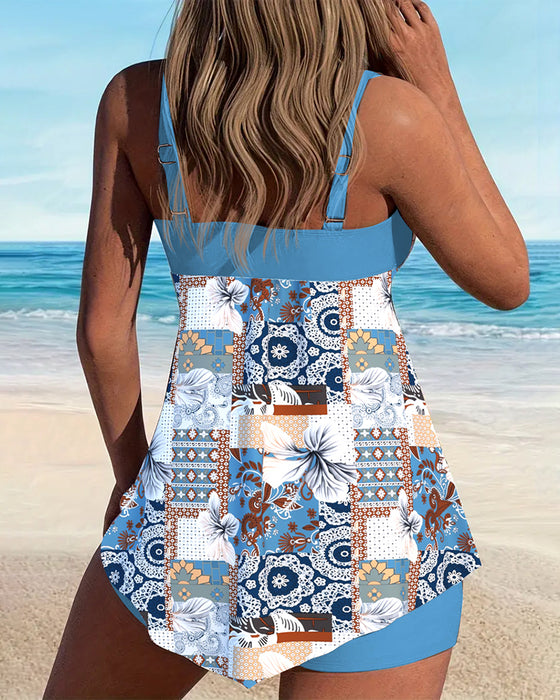 Tankini Bedruckt Resort-Stil Zweiteiler