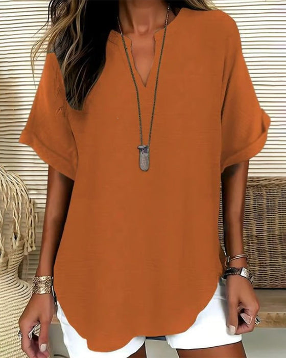 Bluse Lockere Einfarbige Damenfreizeitliche