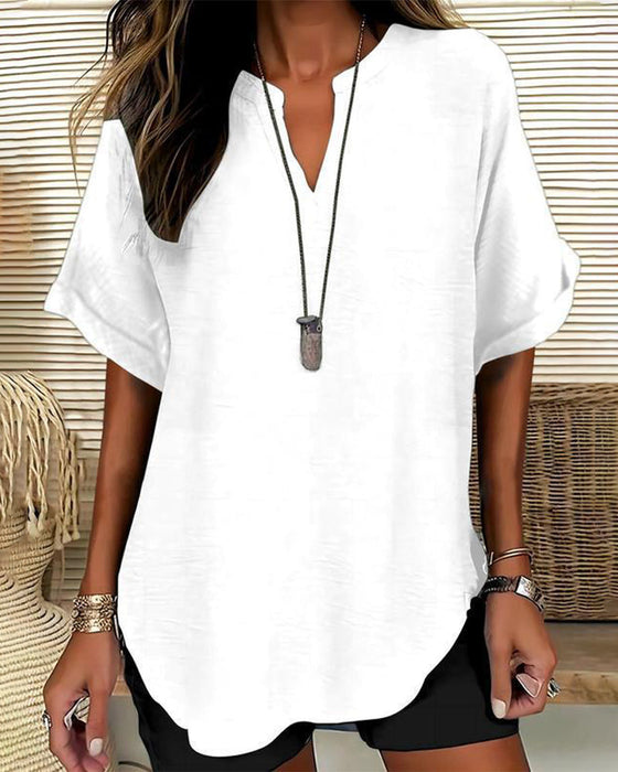 Bluse Lockere Einfarbige Damenfreizeitliche